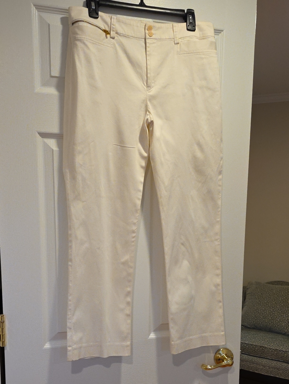 LRL Sz 12 PETITE, pristine White Pants W/ Pockets. 100% Cotton